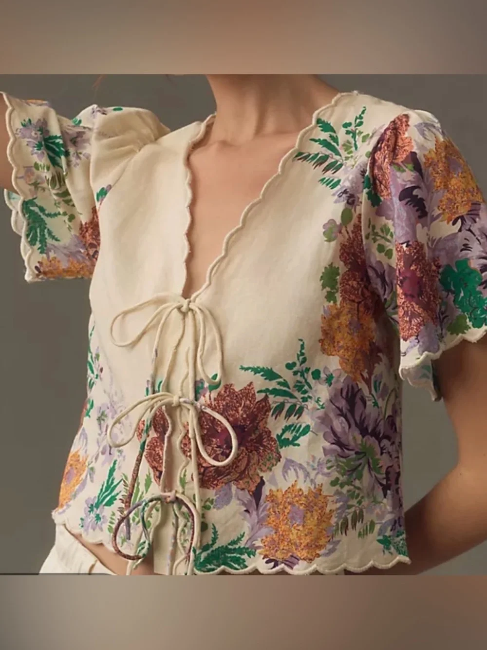 Forever That Girl Anthropologie tie linen top